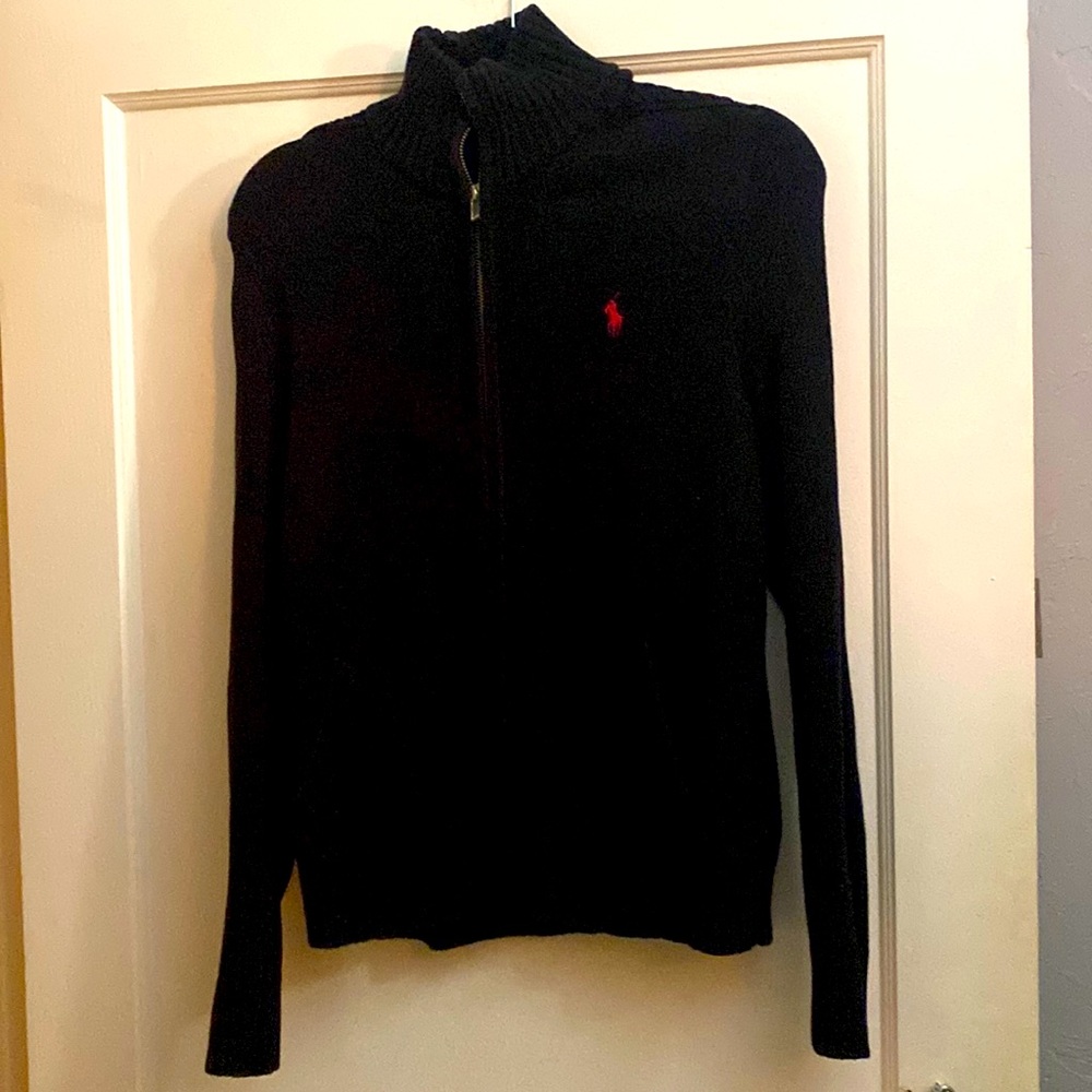 Polo Ralph Lauren ladies black zip up sweater jacket size large